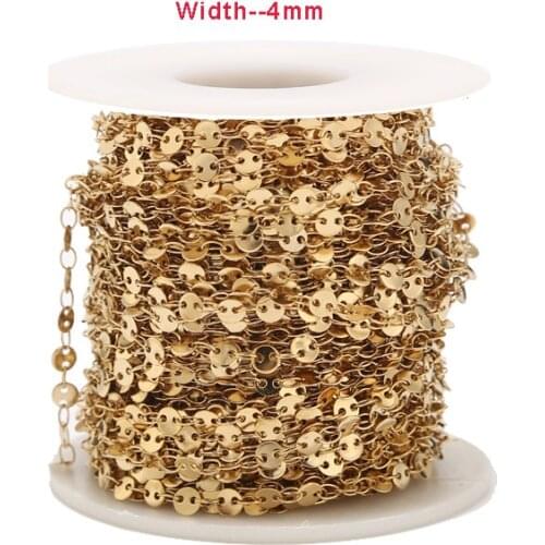 4mm New Stainless Steel Gold round charm link Chain DIY jewelry making