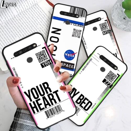 Air Ticket Travel for LG G8 G8S G8X V30 V35 V40 V50 V60 ThinQ Q60 K40 K50 K51 K61 K71 K92 K62 Soft Black Phone Case