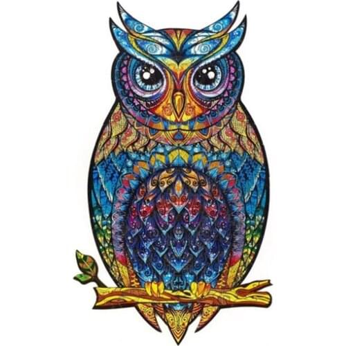 Wooden Puzzle Unique Shape Pieces Animal Gift Owl Wooden Puzzle Toyfor Adults And Kids Interactive Educational Games Toy #l