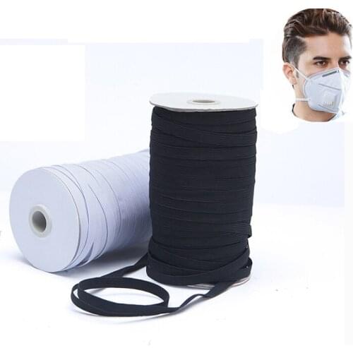 Masks Elastic Band 3mm 5mm 6mm 8/10/12mm White Black Nylon Flat Rubber Band Waist Band Garment Sewing Accessories DIY Mask Craft