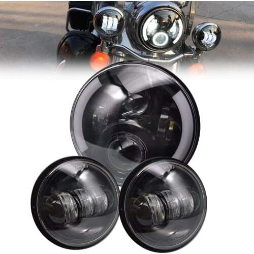 For Harley Motorcycle Light Electra Glide Softail Fat Boy Touring 7 Inch Motor For Harley DOT LED Headlight with 4.5'' Fog Lamps