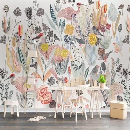Custom Mural Wallpaper Nordic Tropical Plant Birds Background Photo Wall Paper 3D For Living Room Bedroom Decoration Wall Murals