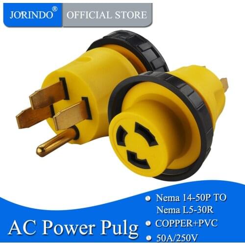 JORINDO [14-50P to L5-30R] Plugrand 50 Amp Male NEMA 14-50P to 30 Amp Female NEMA L5-30R Locking Adapter