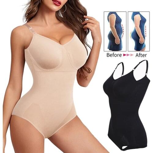 Women Seamless Full Body Shapewear Tummy Control Butt Lifter Body Shaper Thigh Slimmer High Waist Bodysuit with Straps