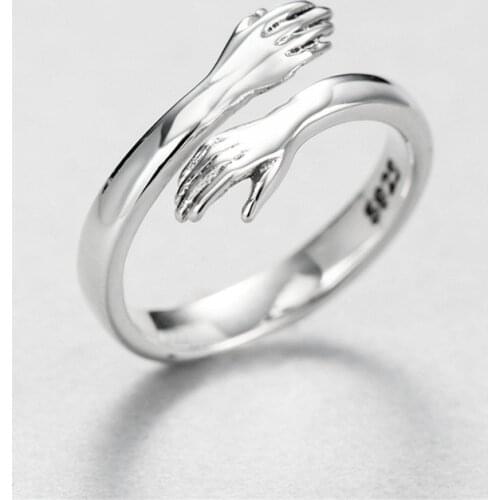 Creative Love Hug Silver Color Ring Fashion Lady Open Ring Jewelry Gifts for Lovers