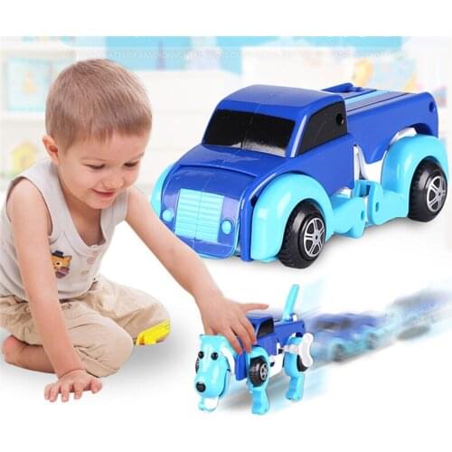 Cool Automatic Clockwork Vehicle Transform Car Dog Deformation Wind Up Cute Toy for children kids