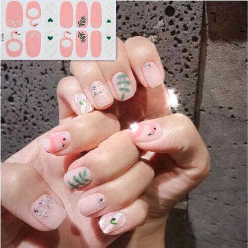 Lamemoria Summer Style Full Nail Stickers Wraps DIY Art Salon Flamingo Valentine Patterns Self Adhesive Accessories