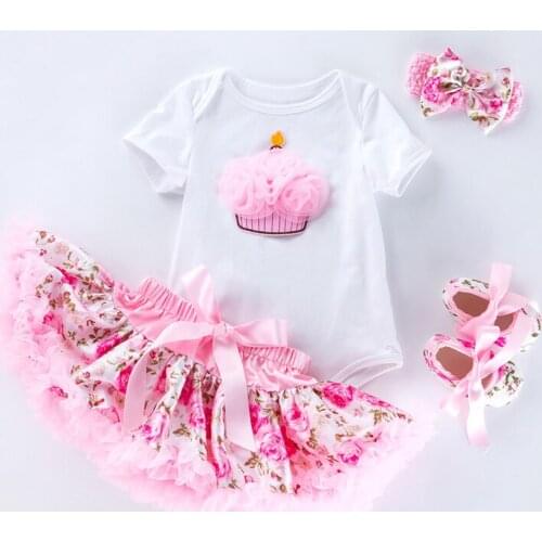 Summer baby girls Cartoon letter printing dress Short sleeve Romper princess jumpsuit cute dress shoes bow Headband set