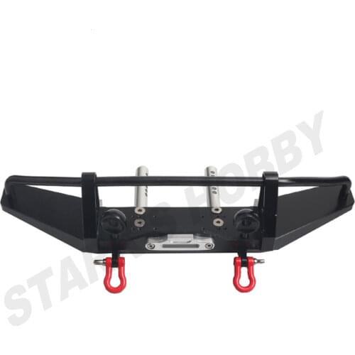 Metal Front Bumper With LED lights and Trailer shackle for 1/10 RC Crawler Car Traxxas TRX4 CC01 D90 Axial SCX10 Upgrade Parts