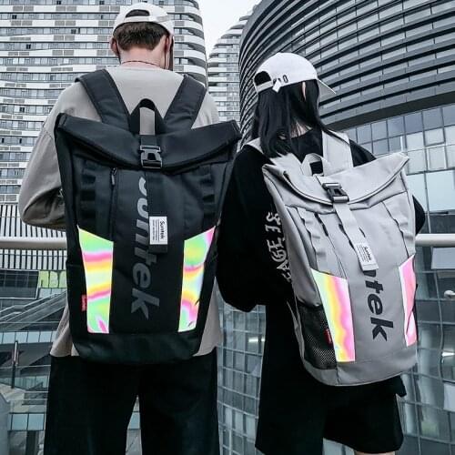 Unisex Fashion Trend Reflective Design Youth College Student Schoolbag Teenagers Large Capacity Waterproof Boy Girl Backpack New