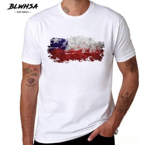 BLWHSA Chile Flag Printing T shirt Men Casual Short Sleeve Round Neck Brand T-shirts Fashion Chile Flag White Men Tops Tees