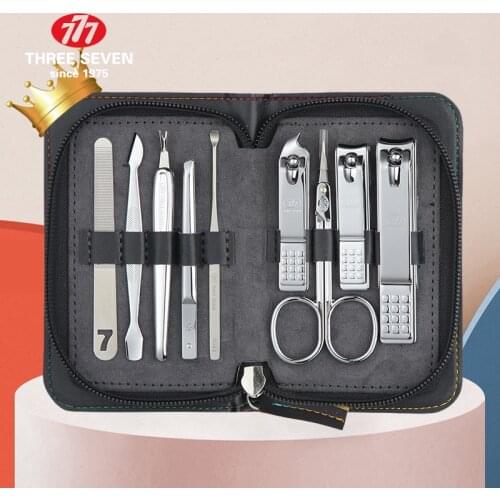 THREE SEVEN/777 Nail Clippers set Nail File/Cuticle Pusher/Callus Shaver/Earpick 9 in 1 Nail Art & Tools Kits