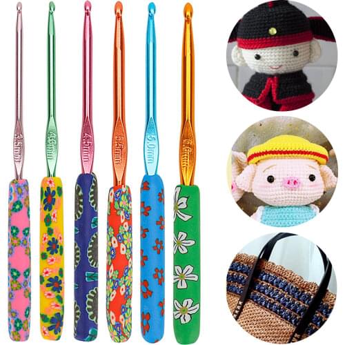 9Pcs Sewing Hand Crochet Hook Set Kit 6.1 inch Ceramic Handle Needles Aluminum Crochet Hooks Set for Weaving Sewing Braid