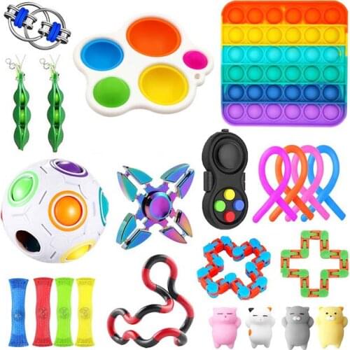 Sensory Toys Set Relieves Stress and Anxiety Fidget Toy Stress Ball in Rainbow Colors Sensory Fidget Toys Bundle Set kids