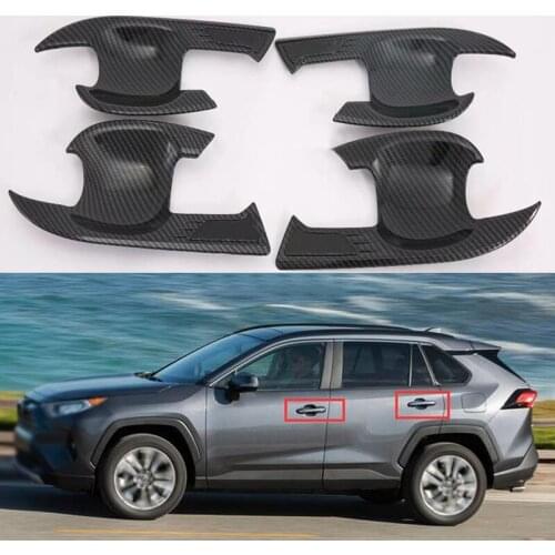 4pcs Trim Cover Non-rusting ABS Carbon Fiber For Toyota RAV4 2019 2020 Door Part