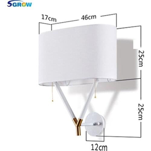 SGROW Branch Fabric Lampshade Wall Lamp with E27 Bulb Indoor Lighting Iron Base Desk Light for Bedroom Wall Sconce Stairs Lights