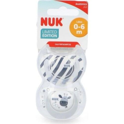 NUK - CHUPETE BABY SAFARI LATEX 2 UNIDADES (TALLA 0-6 MESES)