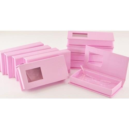 Wholesale Eyelashes Box Package Lash Boxes Package Custom Rectangle Plain Pink 25mm Mink Lashes Makeup Lashes Box Case Vendors