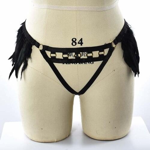 Feather Body Harness Strappy Leg Garter Belt Waist Leg Suspender Caged Punk Gothic Plus Size Elastic Dance Cosplay Rave Clothing