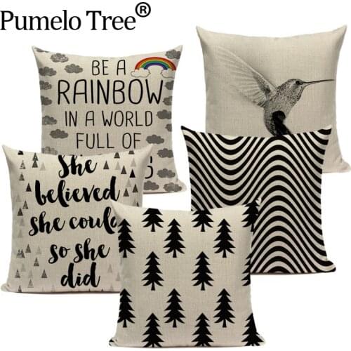 Lovely Letter GeometryCushion Cover Linen Cotton High Quality Pillow Case Sofa Bedroom Chair Sofa Home Decor Throw Pillow Cover