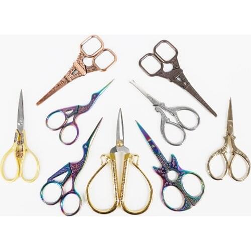 Durable Stainless Steel Vintage Classic Embroidery Scissors Nail Art Stork Crane Bird Scissors Cutters Styling Tools 1pcs