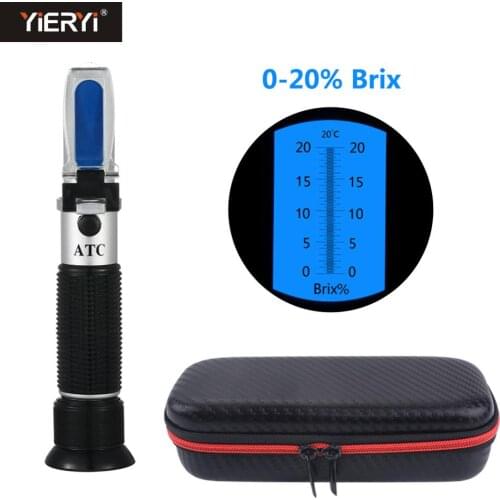 Hand-held Brix Refractometer 0-20% Sugar Meter Refractometer Digital Sugar Testing Tool for Honey,Food,Fruit Juice With PU Bag