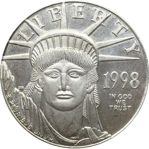 United States America 1998 W In God We Trust Liberty US Coin $100 One Ounce 1 OZ Bullion Silver Plated Copy Commemorative Coins