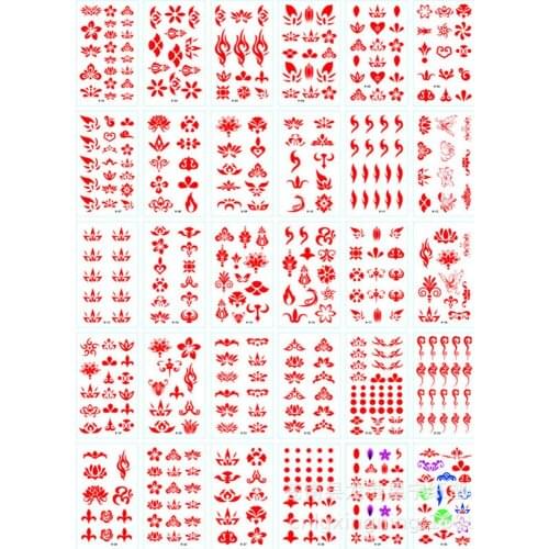 30pcs Eyebrow Stickers Tattoo Stickers Costume Studio TV Series Forehead Stickers Waterproof Flower Tattoo Stickers