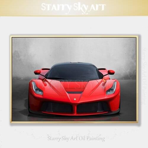 Top Artist Hand-painted High Quality Famous Sports Car Oil Painting on Canvas Beautiful Pop Fine Art Red Racing Car Oil Painting