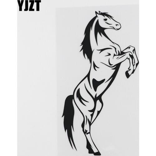 YJZT 9.3CMX17.6CM Standing Aufzucht Pferd Nutztiere Vinyl Car Sticker Black/Silver 8A-0088