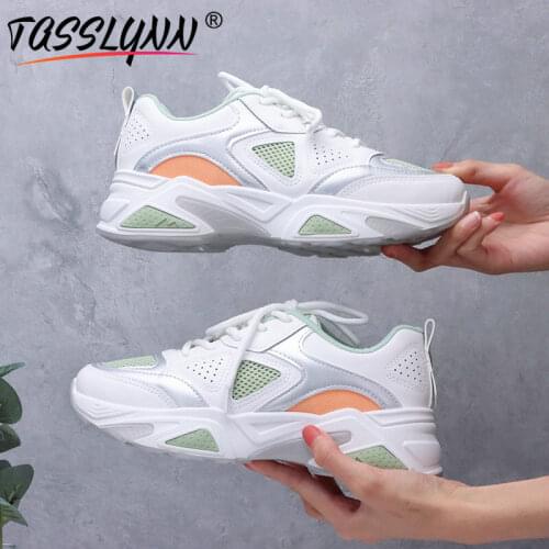 2020 Fashion Women Shoes Mesh Patchwork Lace-Up Wedge Sneakers Shallow Spring/Autumn Women Sneakers New Chunky Sneakers