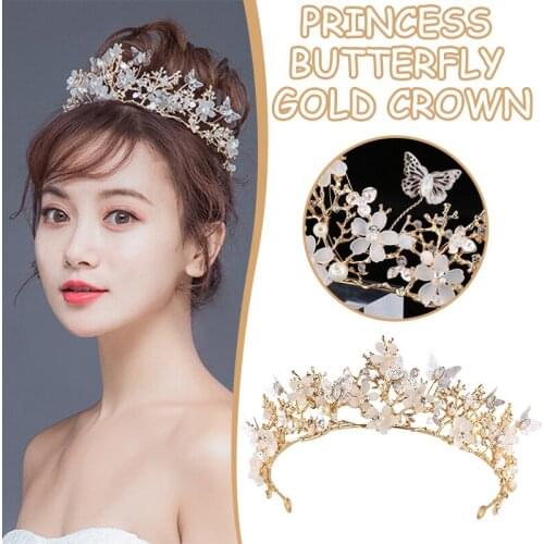 Bridal Wedding Headband Butterfly Tiaras and Crowns Hair Jewelry Accessories for Women Birthday Costume Party Hair Ornaments