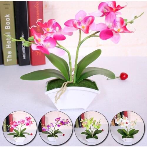1PC Phalaenopsis Bonsai Artificial Flowers Wedding Home Desktop Living Room Decor Artificial Plant Manualidad Potted Plants