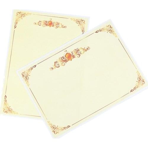 100 Pcs A4 21x29CM Blank Metallic Gold Border Certificate Paper Blank Letter Of Appointment Certificate Of Honor