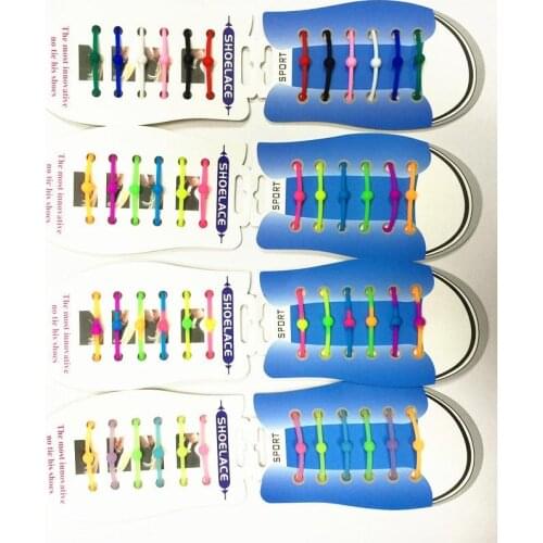 12 Pcs/Lot Silicone Shoelaces Children Adult Elastic Silicone Shoelaces All Sneakers Fit Strap Shoe Lace B2014