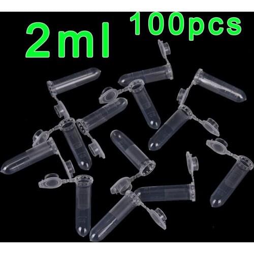 2ML Round Bottom Micro Centrifuge Tube Vial Graduated Clear Plastic Test Tube With Snap Lid For Laboratory , 100 Pcs