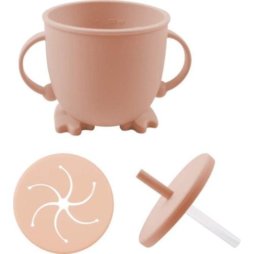 2-in-1 Snack Cup Silicone Baby Cup Spill Proof Sippy Cup Silicone Cup Kids with Lid Cute Tableware Baby gifts Open Straw Cup