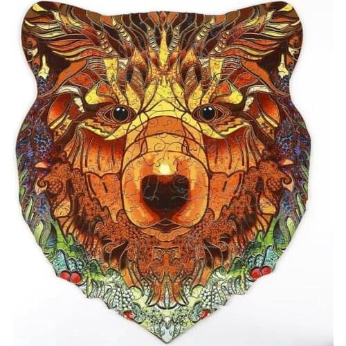 3D Wooden Puzzle for Adults Children Wood DIY Puzzles Crafts Bear Animal Shaped Wooden Jigsaw Puzzle Games Gifts Educational Toy