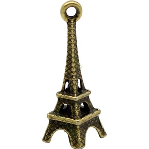80pcs-- Antique Bronze 3D Eiffel Tower Charms Pendant, DIY For Bracelet Necklace 26x9mm