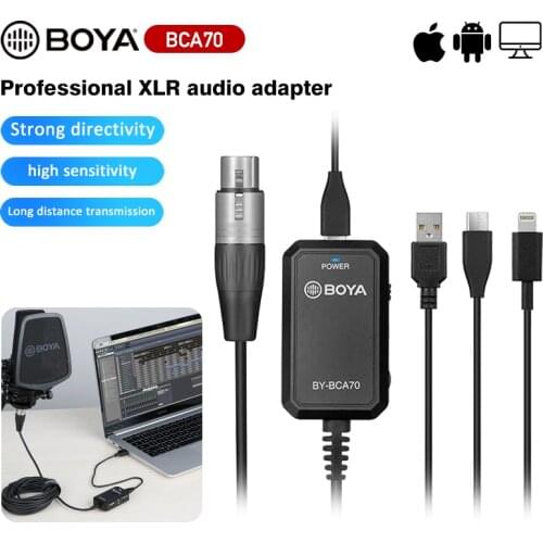 BOYA BY-BCA70 XLR Audio Adapter mic for XLR Microphones to PC Mobile Devices Compatible With Type-C Andorid iOS Smartphones