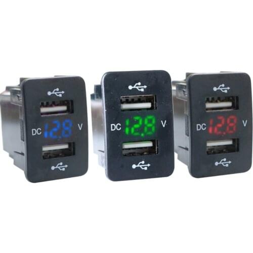 SOONHUA Portable Dual USB Port Car Charger With Digital Voltmeter Display 5V Mobile Phone Tablet GPS Adapter Universal For Honda