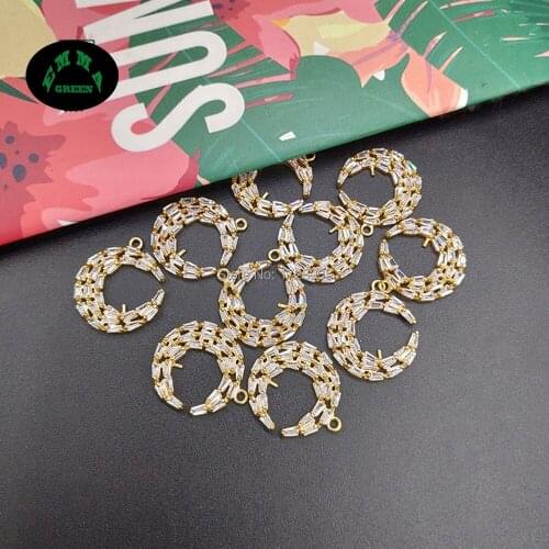 Moon Charms for Jewelry making Zircon Charms 10pcs 19mm Crystal Pendant Charm DIY Findings Bracelet Charms