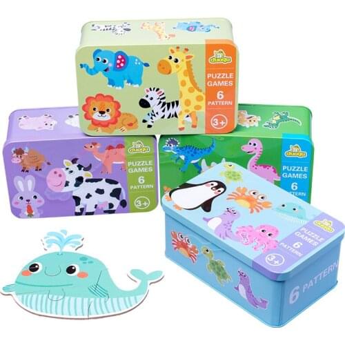 Kids 3D Wooden Puzzle Kindergarten Baby Early Education Cartoon Animal Traffic Puzzle Cognitive Interactive Game Activity Board