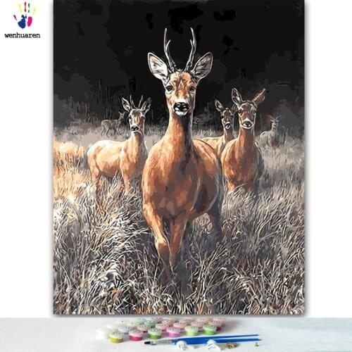 DIY colorings pictures by numbers with colors Sika deer40x0 picture drawing painting by numbers framed Home