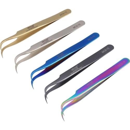 Precision VETUS Tweezers MCS-15 Series Stainless Steel Colorful Tweezers Pinzas Forceps Electronic Cell Phone Repair Tools