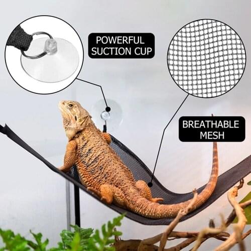 Reptile Mesh Hammock with Powerful Suction Cups Breathable Mesh Durable Long Lasting Easy to Clean for Pet Reptiles UD88