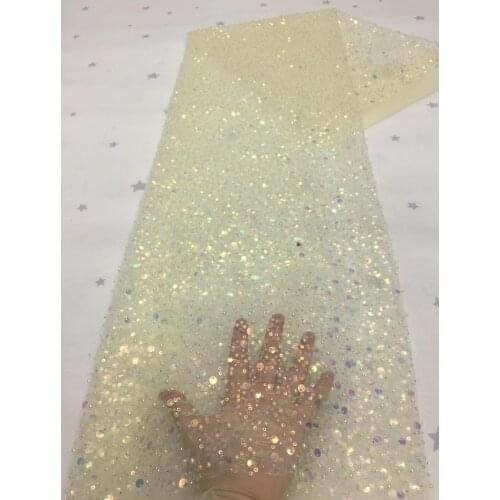 Hot-selling exquisite transparent sequins + bead tube + bubble bead mesh embroidery, comfortable fabric, suitable for fashionabl