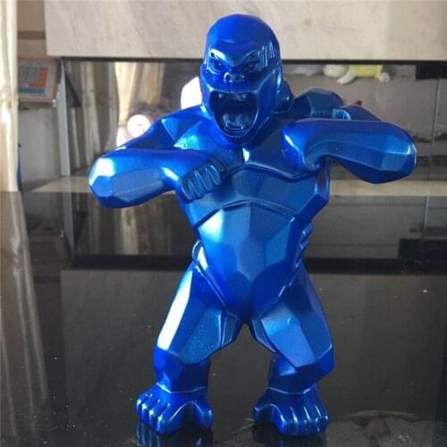 HHT RESIN KING KONG GEOMETRIC ANIMAL STATUE ORNAMENT WOLF PENGUIN ELEPHANT GORILLA LION STATUE HOME DECOR DECORATION MONKEY BULL