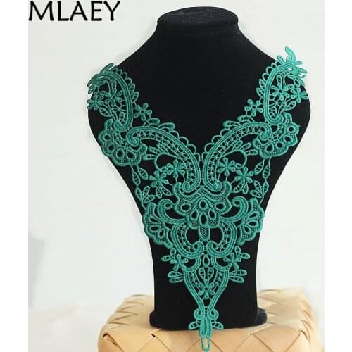 MLAEY 1pc Milk Silk Embroidered Lace Trim Neckline Fabric Lace Ribbon,Wedding Dress Collar Lace For Sewing Supplies Crafts