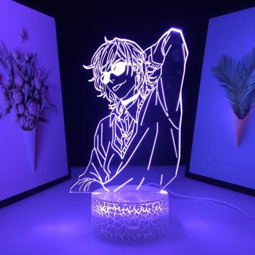 Man Wears glasses With One Hand On Back 3D LED Lamp Anime Figure Acrylic Light Guide Plate Night Light for Couple Birthday Gifts